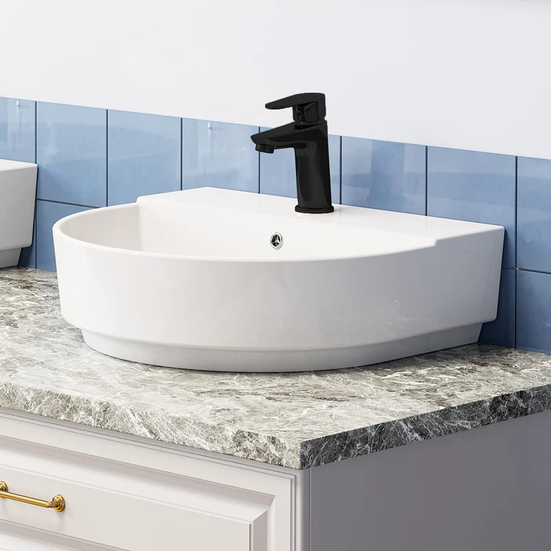 HOROW F08R-R5044W Keramik Waschbecken 50 cm Oval
