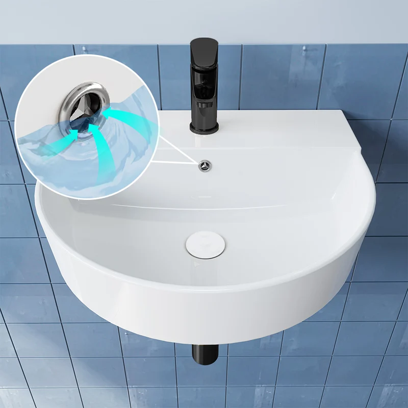 HOROW F08R-R5044W Keramik Waschbecken 50 cm Oval
