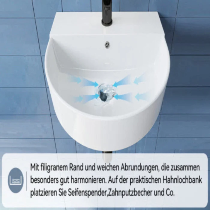 HOROW F08R-R5044W Keramik Waschbecken 50 cm Oval