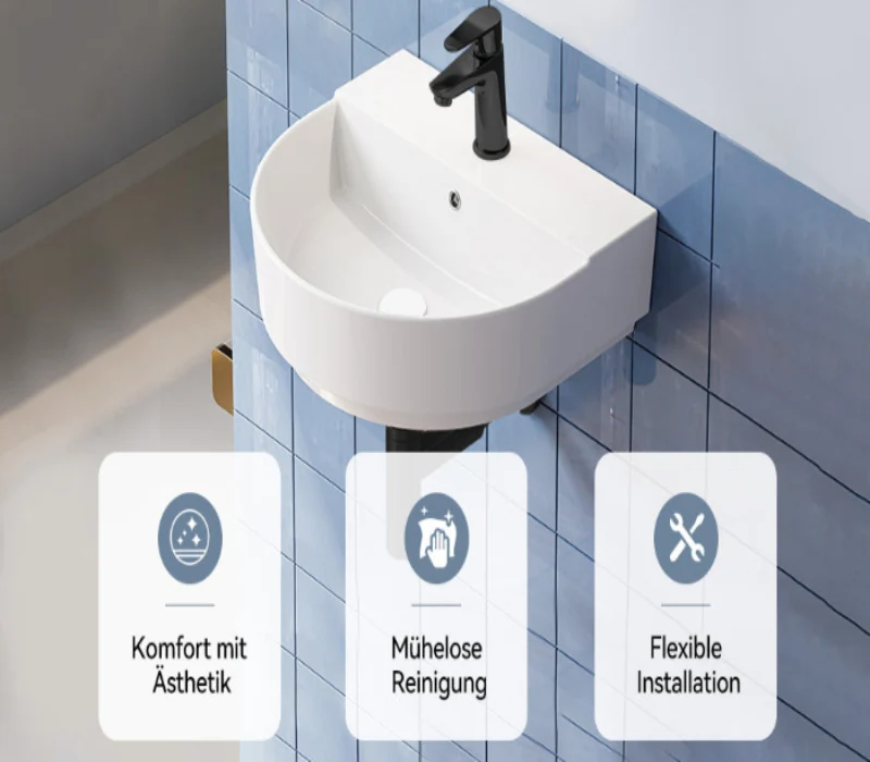 HOROW F08R-R5044W Keramik Waschbecken 50 cm Oval