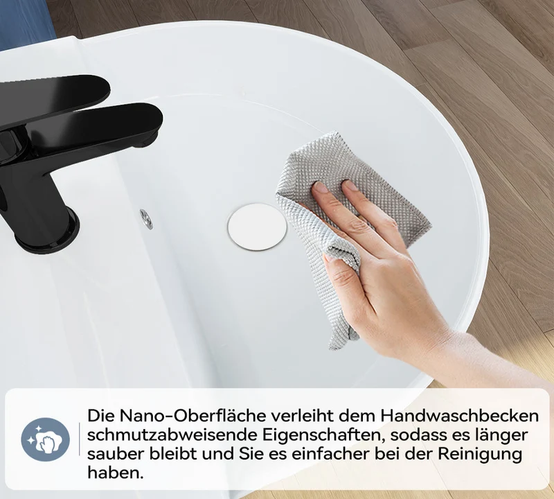 HOROW F08R-R5044W Keramik Waschbecken 50 cm Oval
