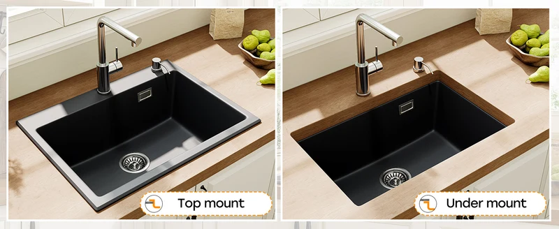HOROW A09R-S6045B Granit Spülbecken Schwarz 60×45 cm