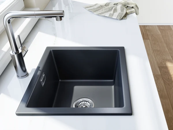 HOROW A02R-S4540B Granit Spüle Schwarz 45×40 cm