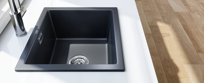 HOROW A02R-S4540B Granit Spüle Schwarz 45×40 cm