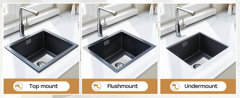 HOROW A02R-S4540B Granit Spüle Schwarz 45×40 cm