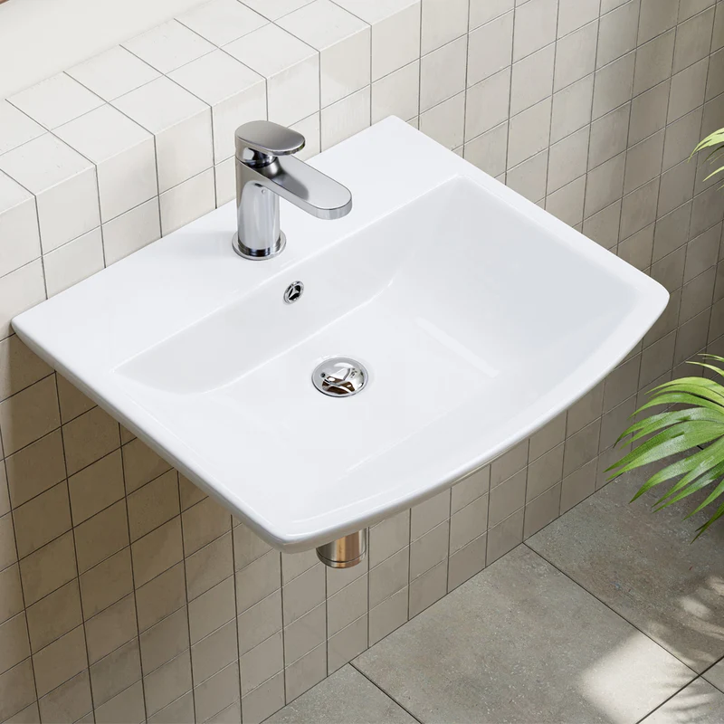 HOROW F08R-S4842W Waschbecken aus Keramik 48×42 cm