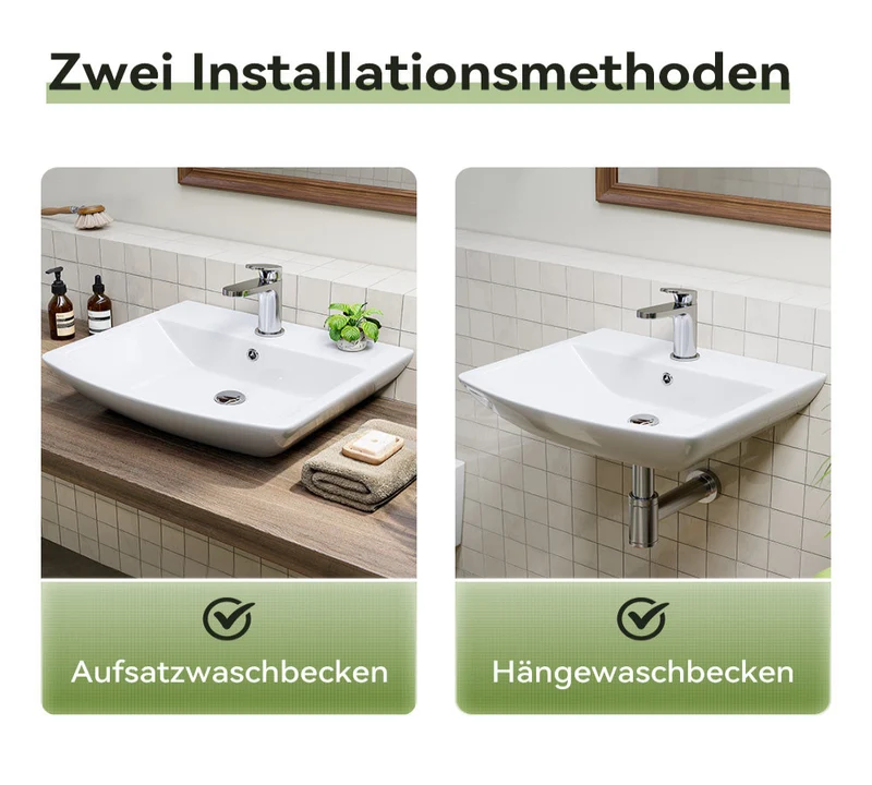 HOROW F08R-S4842W Waschbecken aus Keramik 48×42 cm