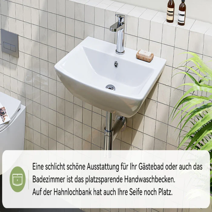 HOROW F08R-S4842W Waschbecken aus Keramik 48×42 cm