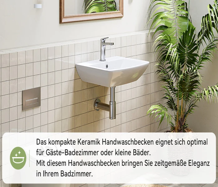 HOROW F08R-S4842W Waschbecken aus Keramik 48×42 cm