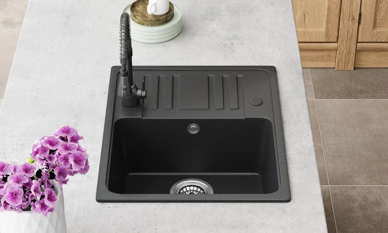 HOROW A09S-S5745B Granitspüle Schwarz 57×45 cm