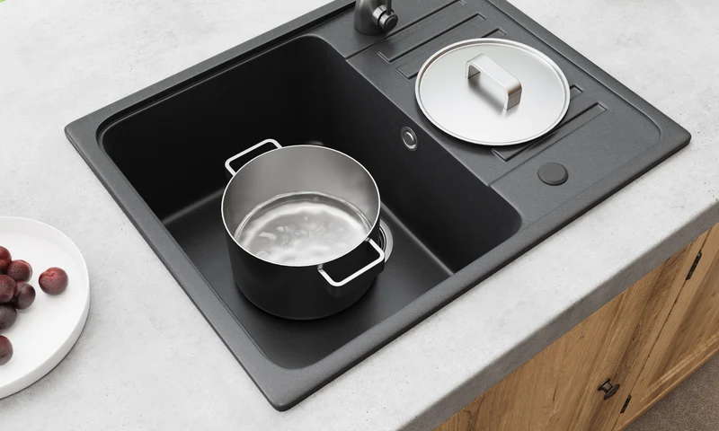 HOROW A09S-S5745B Granitspüle Schwarz 57×45 cm