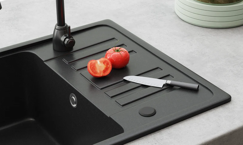 HOROW A09S-S5745B Granitspüle Schwarz 57×45 cm