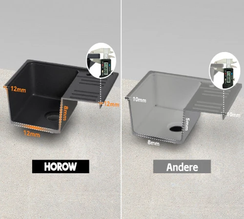 HOROW A09S-S5745B Granitspüle Schwarz 57×45 cm