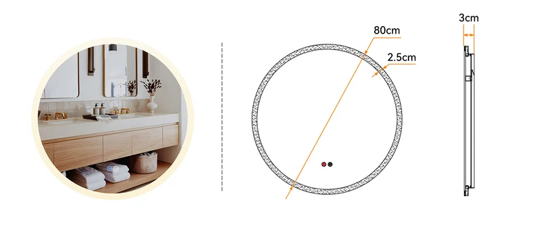 HOROW M80R LED Spiegel Rund 80 cm