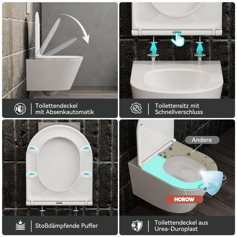 HOROW UG17R Wand-WC 53,9 cm – Weiß