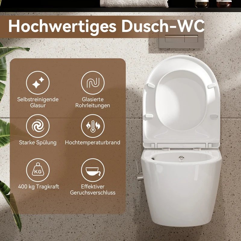 HOROW HB-L01U Wand-Dusch-WC, spülrandlos & wandhängend