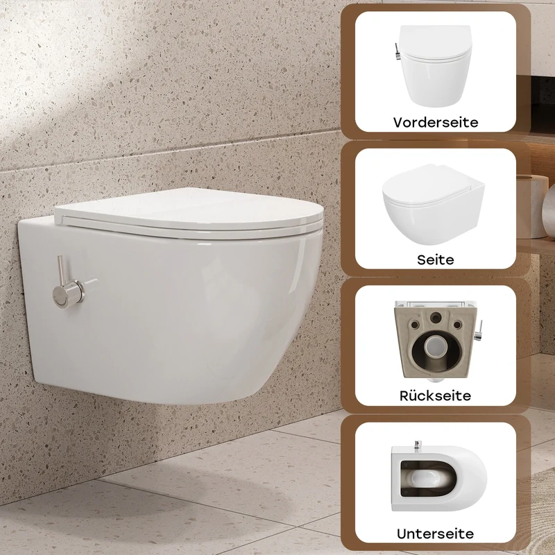 HOROW HB-L01U Wand-Dusch-WC, spülrandlos & wandhängend