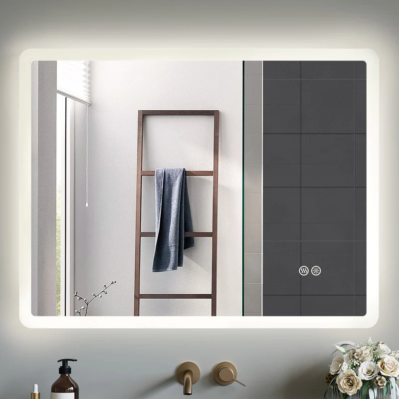 HOROW M7090S Badezimmer Wandspiegel LED mit Beleuchtung 70x90 cm