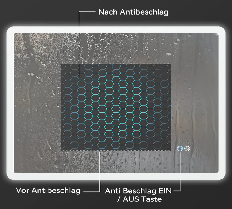 HOROW M7090S Badezimmer Wandspiegel LED mit Beleuchtung 70x90 cm