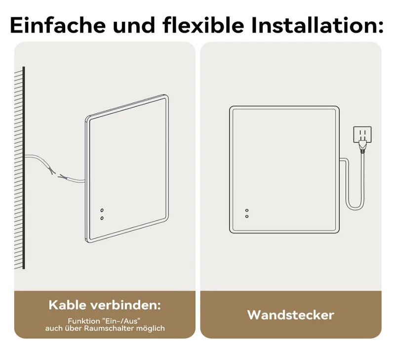 HOROW M7090S Badezimmer Wandspiegel LED mit Beleuchtung 70x90 cm