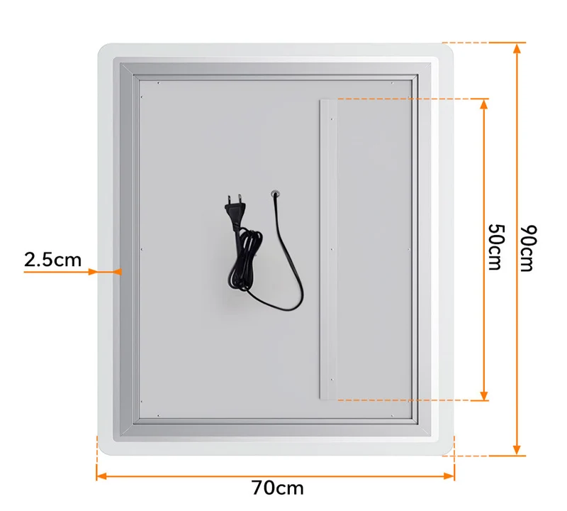 HOROW M7090S Badezimmer Wandspiegel LED mit Beleuchtung 70x90 cm