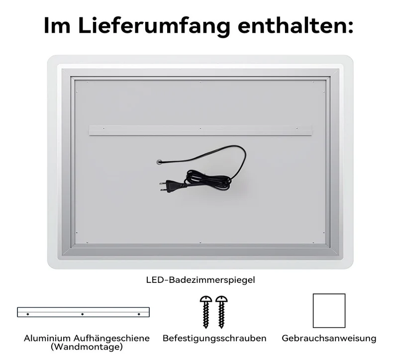 HOROW M7090S Badezimmer Wandspiegel LED mit Beleuchtung 70x90 cm