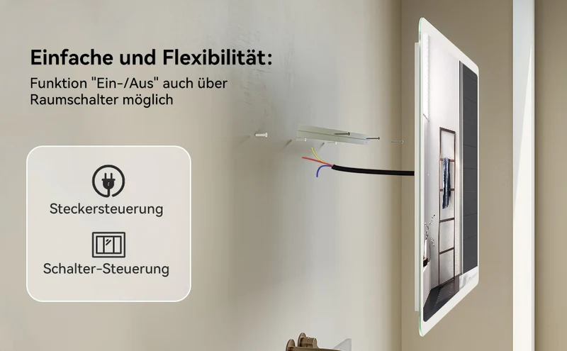 HOROW M7090S Badezimmer Wandspiegel LED mit Beleuchtung 70x90 cm