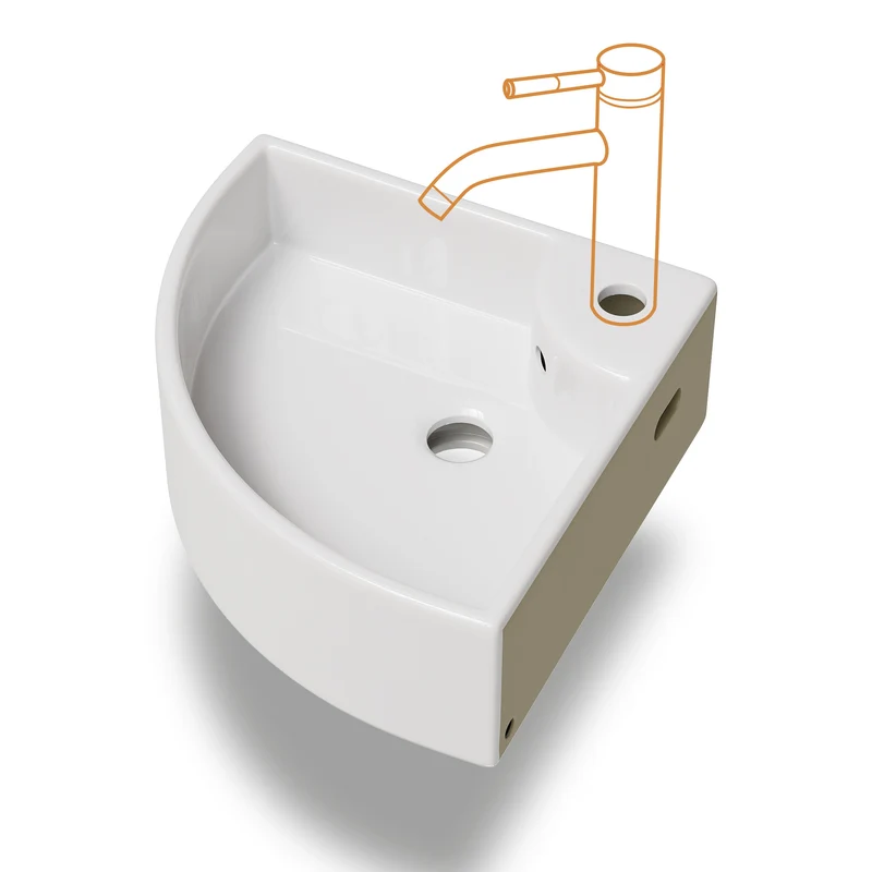HOROW F08R-T4633W Eckiges Waschbecken 32×32 cm
