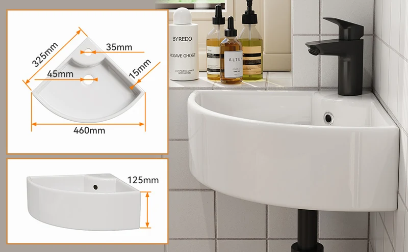 HOROW F08R-T4633W Eckiges Waschbecken 32×32 cm