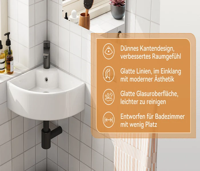 HOROW F08R-T4633W Eckiges Waschbecken 32×32 cm