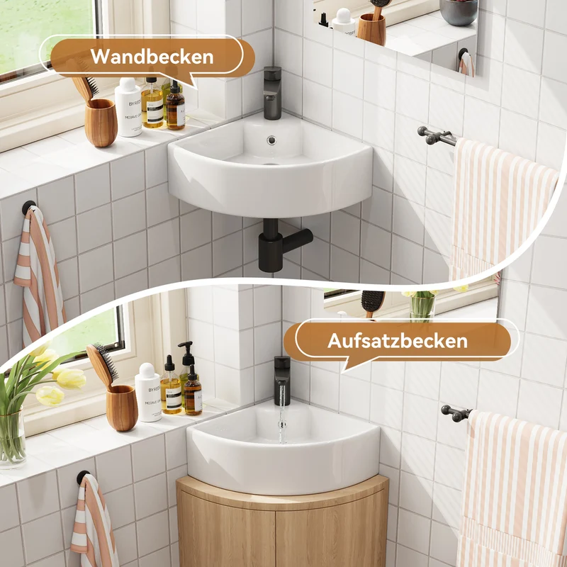 HOROW F08R-T4633W Eckiges Waschbecken 32×32 cm