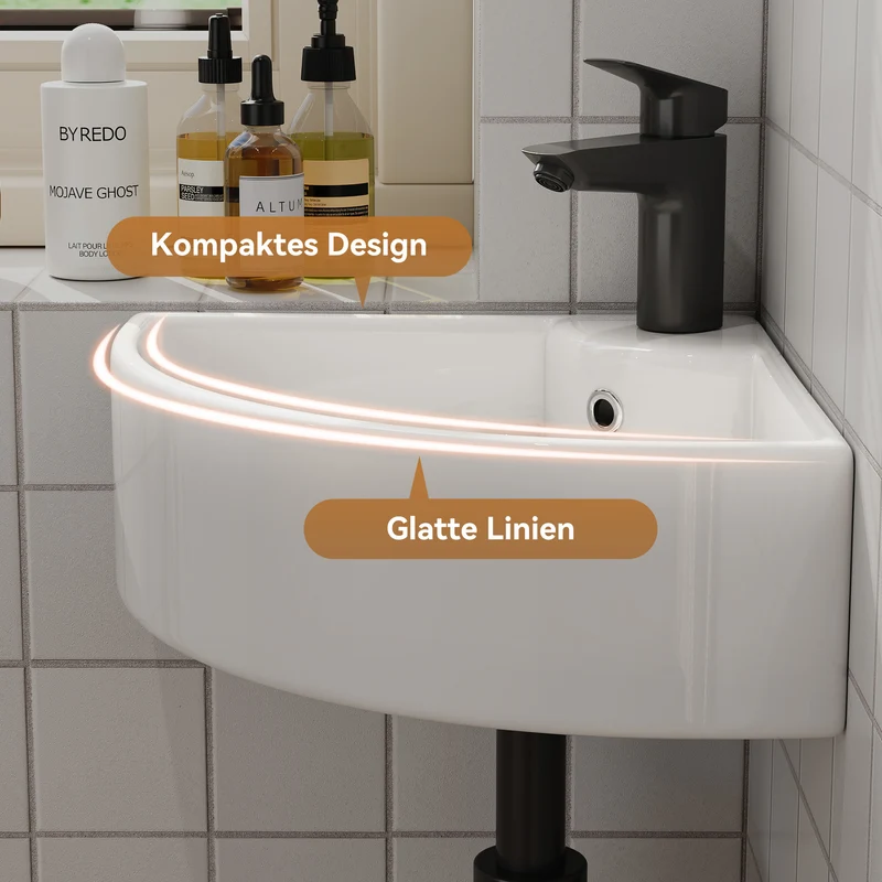 HOROW F08R-T4633W Eckiges Waschbecken 32×32 cm