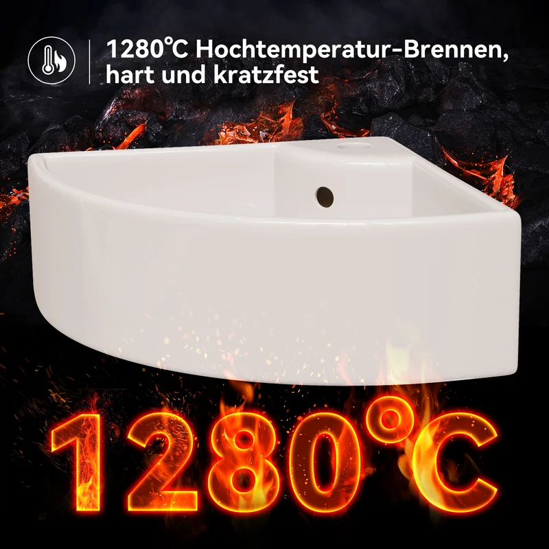 HOROW F08R-T4633W Eckiges Waschbecken 32×32 cm