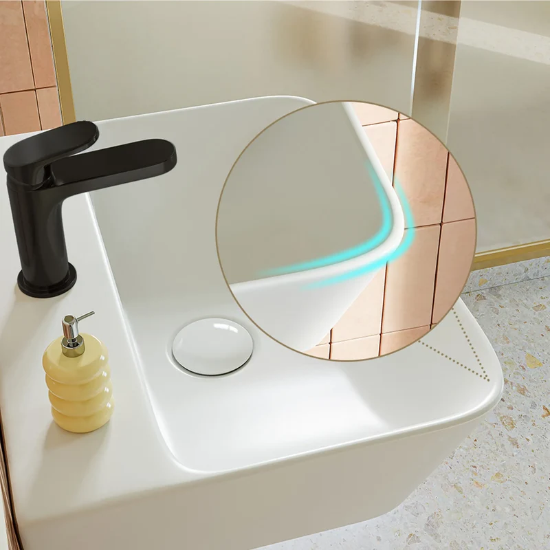 HOROW F08R-S4131W Eckiges Waschbecken 40cm