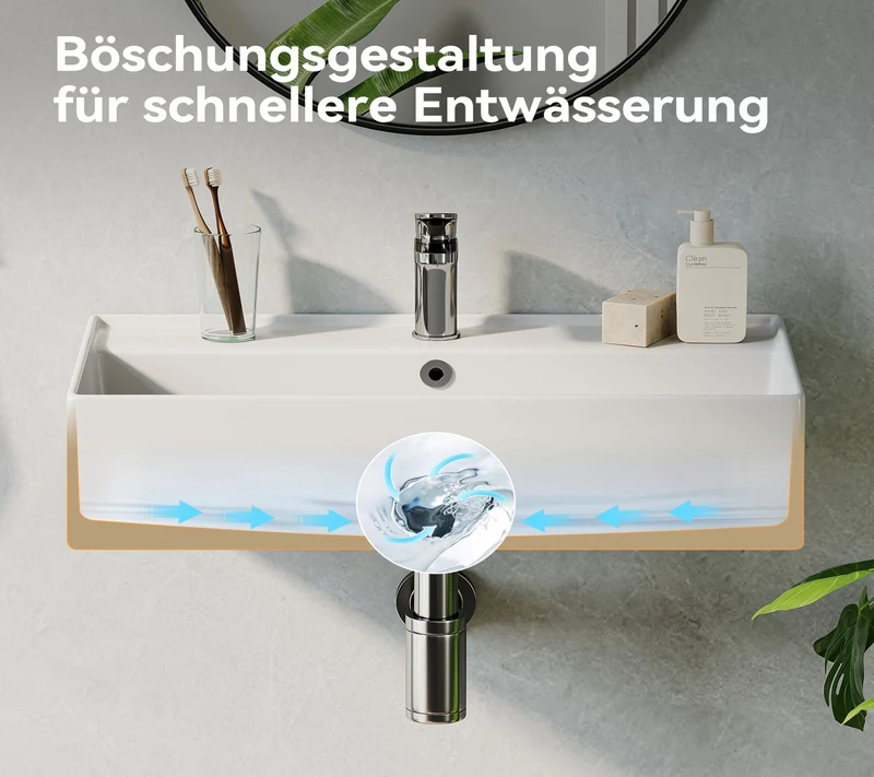 HOROW F08R-S5531W Rechteckiges Waschbecken