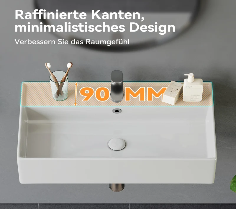 HOROW F08R-S5531W Rechteckiges Waschbecken