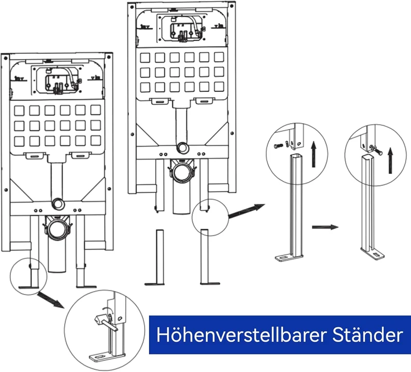 HOROW T03H WC-Vorwandelement mit HDPE-Unterputz 58 × 8 × 114 cm