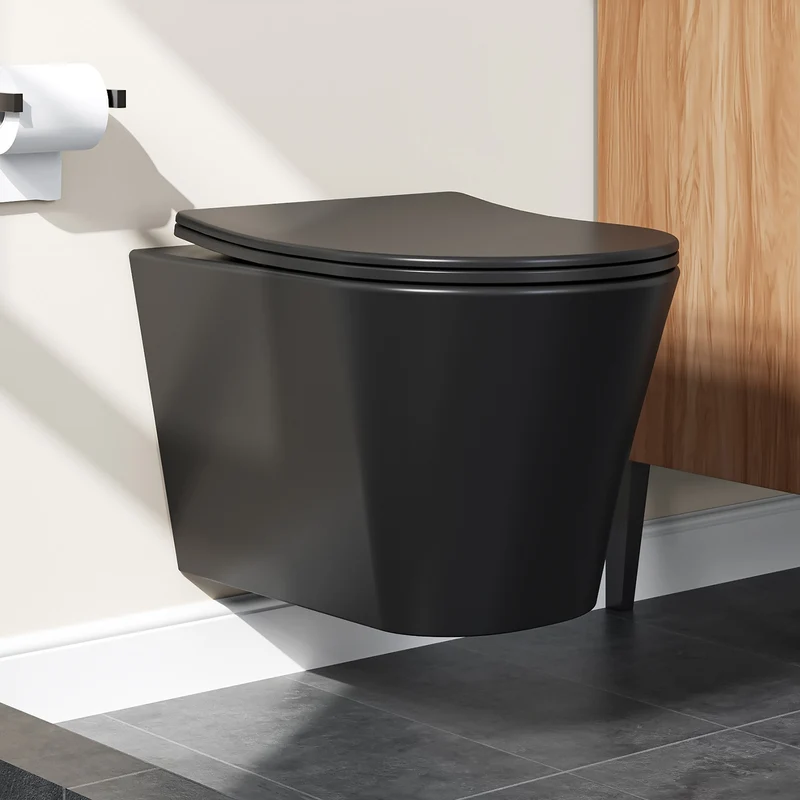 HOROW UG08R-B Wand-WC Mattschwarz mit Softclose-Sitz