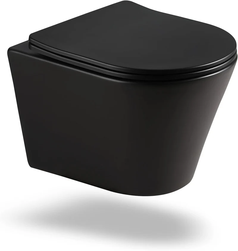 HOROW UG08R-B Wand-WC Mattschwarz mit Softclose-Sitz