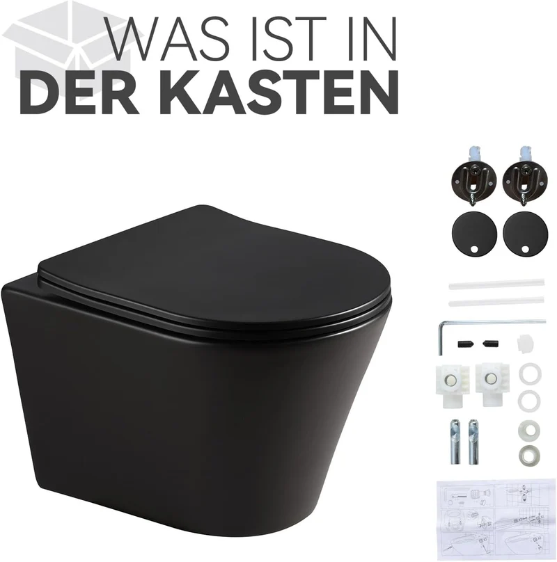 HOROW UG08R-B Wand-WC Mattschwarz mit Softclose-Sitz