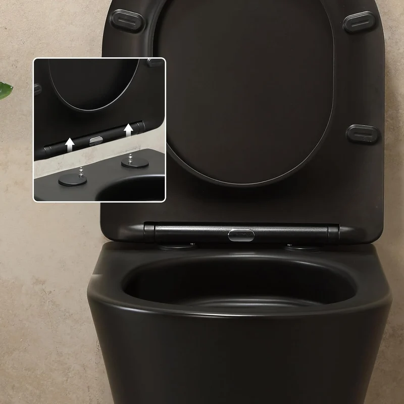 HOROW UG08R-B Wand-WC Mattschwarz mit Softclose-Sitz