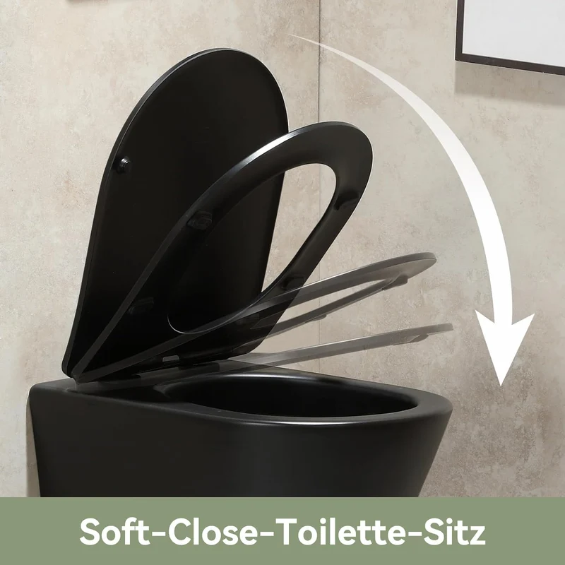 HOROW UG08R-B Wand-WC Mattschwarz mit Softclose-Sitz