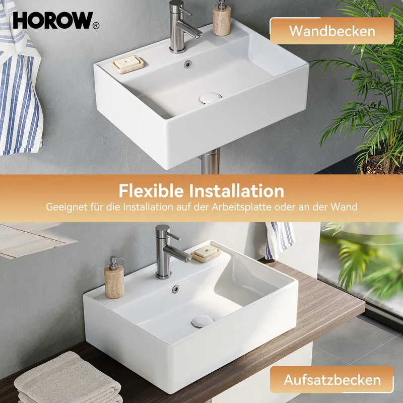HOROW F09R-S4531W 1Waschbecken aus Keramik