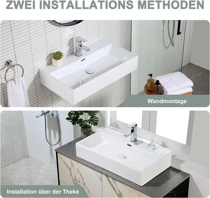 HOROW UV7542W Waschbecken 75 x 42 x 14 cm