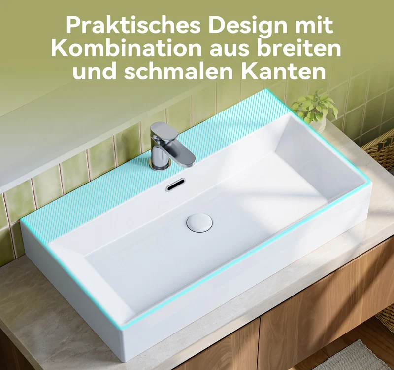HOROW UV7542W Waschbecken 75 x 42 x 14 cm