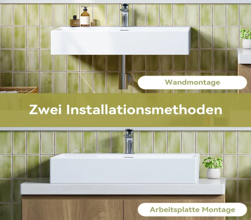 HOROW UV7542W Waschbecken 75 x 42 x 14 cm