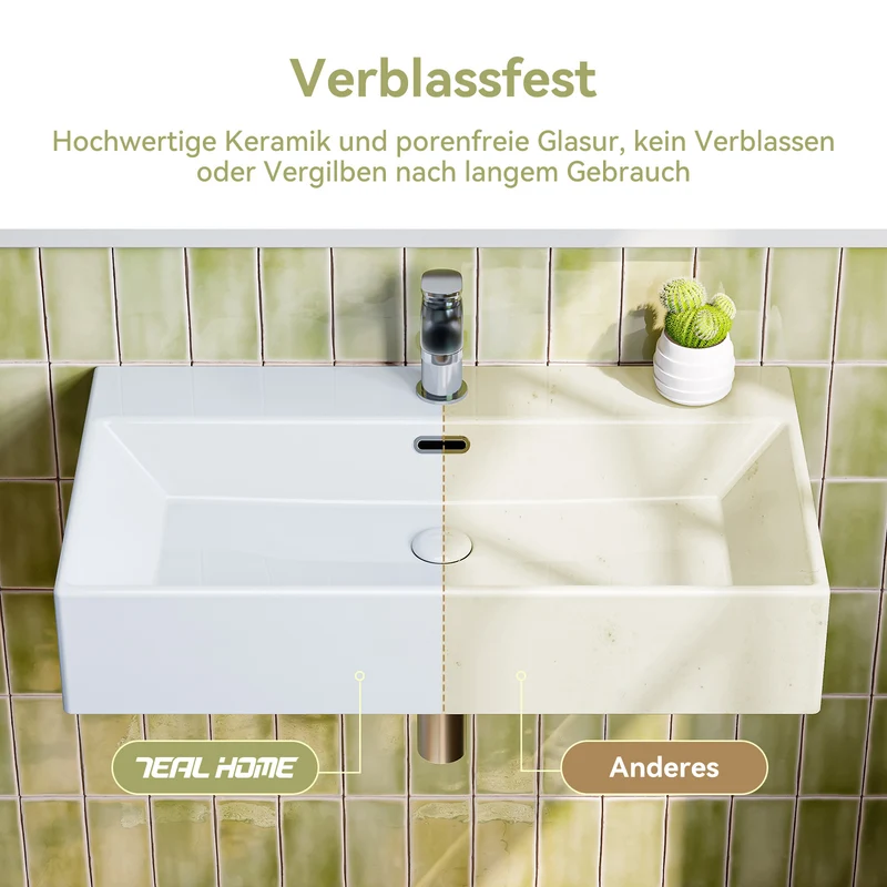 HOROW UV7542W Waschbecken 75 x 42 x 14 cm