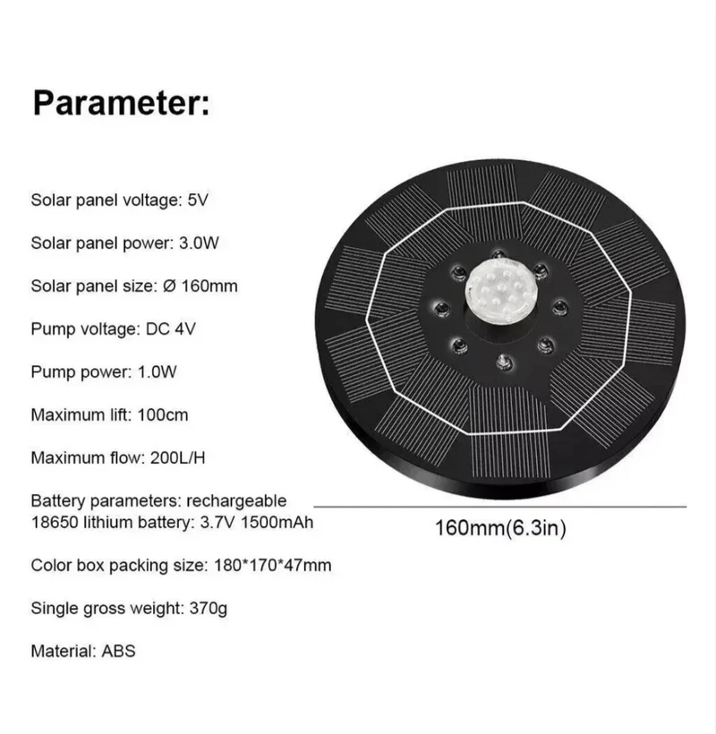 Solar Teichpumpe Brunnenpumpe mit LED