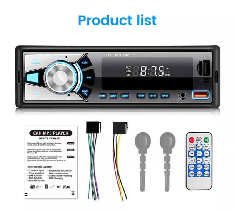 Autoradio Bluetooth Freisprechen Universal Din1 USB Aux SD