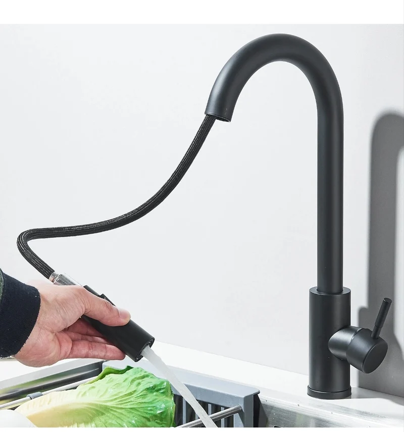 Wasserhahn Küchenarmartur Mischbatterie Schwarz Modern Brause
